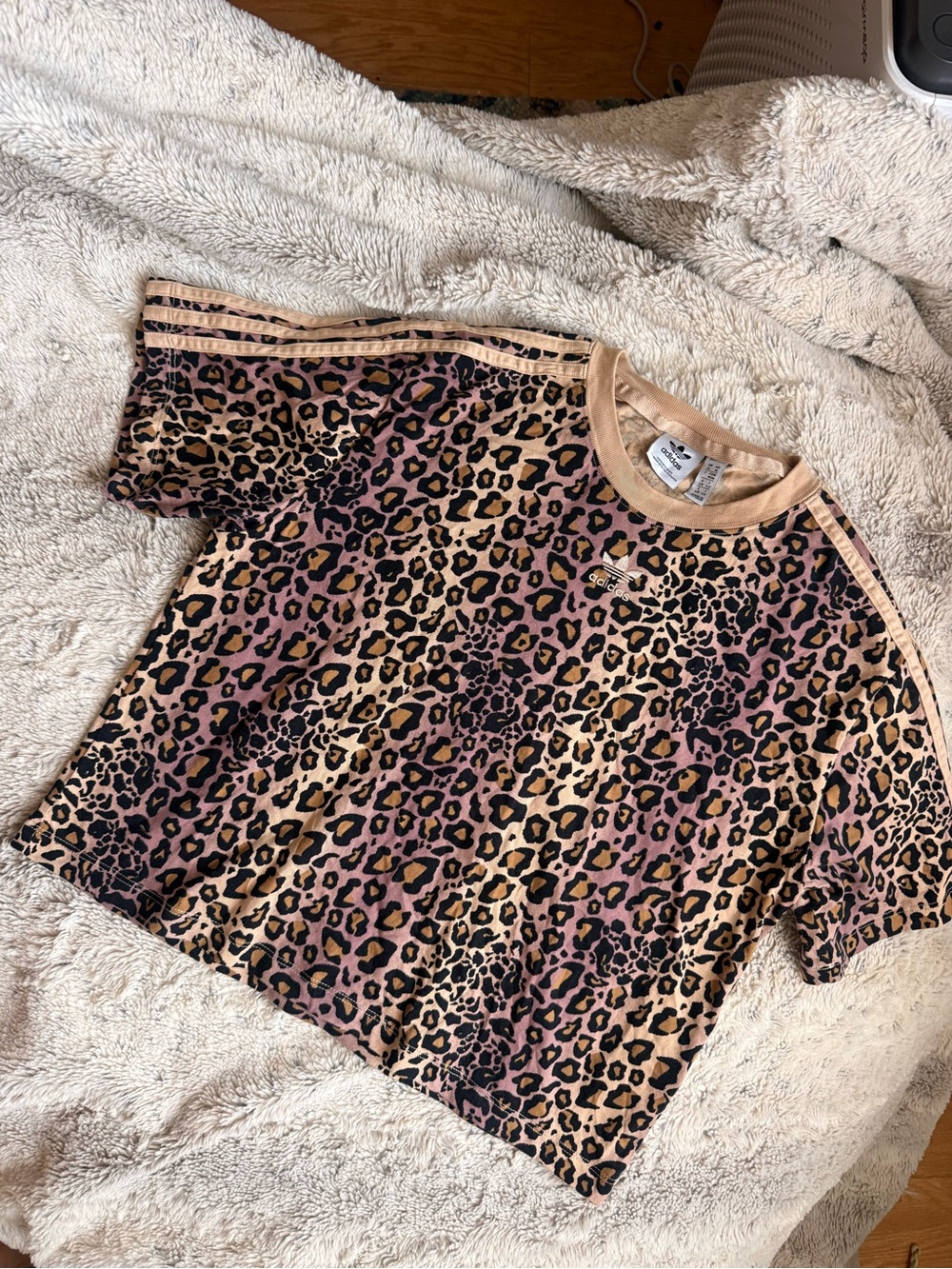 Adidas Leopard Print Crop Tee